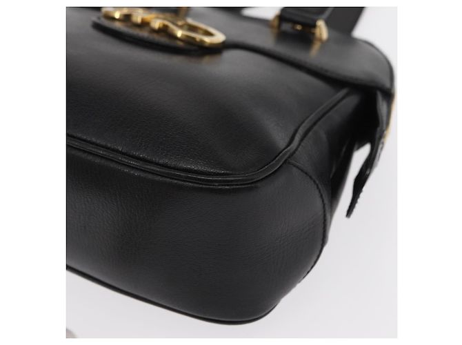 Borsa a mano Gancini in pelle nera e oro Auth SW1799 di Salvatore Ferragamo Nero D'oro - vista 11