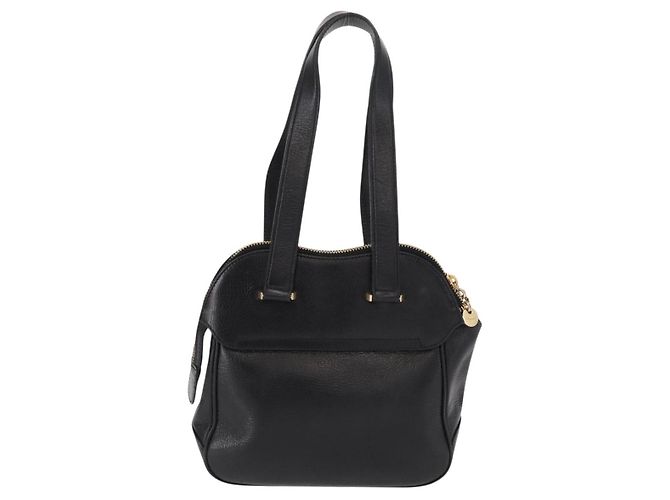 Borsa a mano Gancini in pelle nera e oro Auth SW1799 di Salvatore Ferragamo Nero D'oro - vista 3