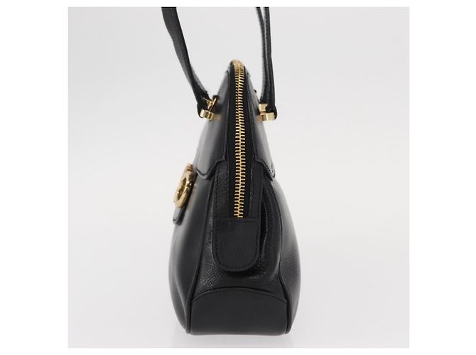 Borsa a mano Gancini in pelle nera e oro Auth SW1799 di Salvatore Ferragamo Nero D'oro - vista 4