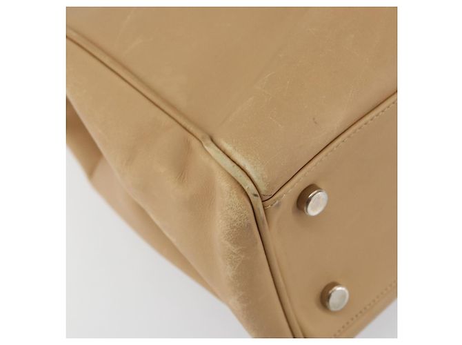 Borsa a mano in pelle Gancini Salvatore Ferragamo 2 in 1 Beige Argento Auth 150400 - vista 15