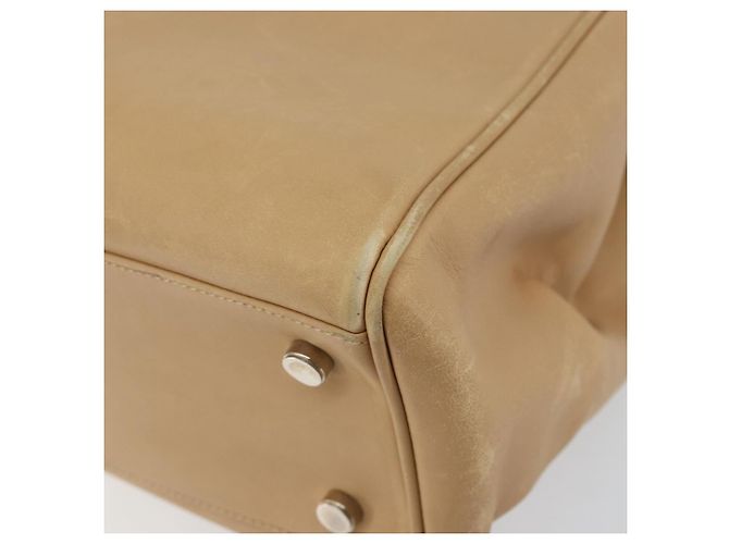 Borsa a mano in pelle Gancini Salvatore Ferragamo 2 in 1 Beige Argento Auth 150400 - vista 16