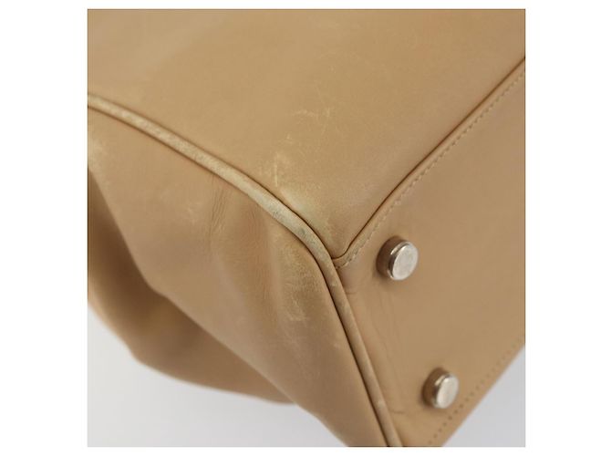 Borsa a mano in pelle Gancini Salvatore Ferragamo 2 in 1 Beige Argento Auth 150400 - vista 17
