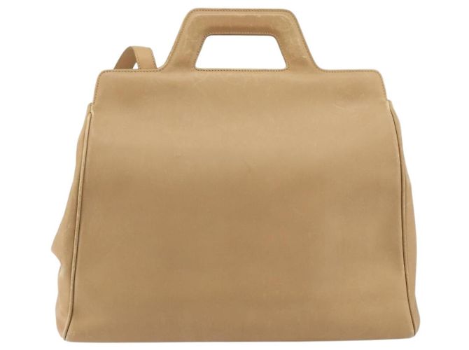 Borsa a mano in pelle Gancini Salvatore Ferragamo 2 in 1 Beige Argento Auth 150400 - vista 2