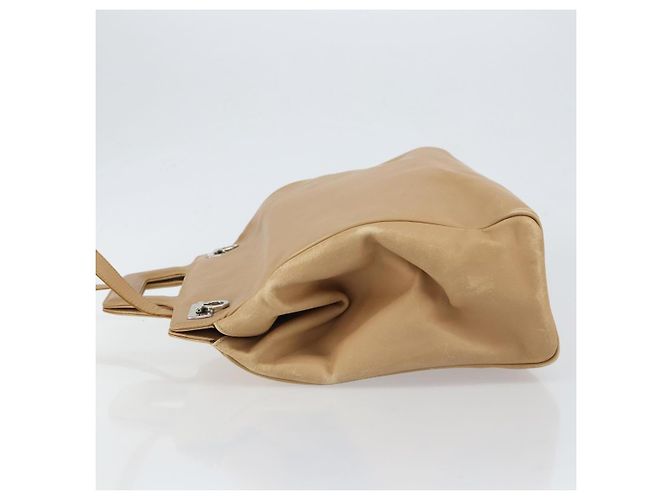 Borsa a mano in pelle Gancini Salvatore Ferragamo 2 in 1 Beige Argento Auth 150400 - vista 4