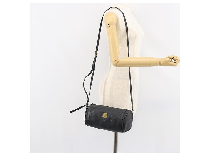 Borsa a spalla MCM Vicetos Logogram PVC Nero Oro Auth 151037 D'oro - vista 19