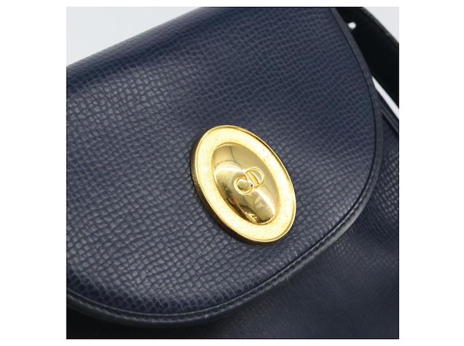 Borsa a Spalla Christian Dior in Pelle Blu Navy Oro Auth 151060 D'oro - vista 18