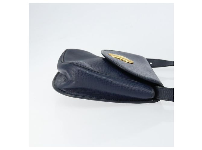 Borsa a Spalla Christian Dior in Pelle Blu Navy Oro Auth 151060 D'oro - vista 3