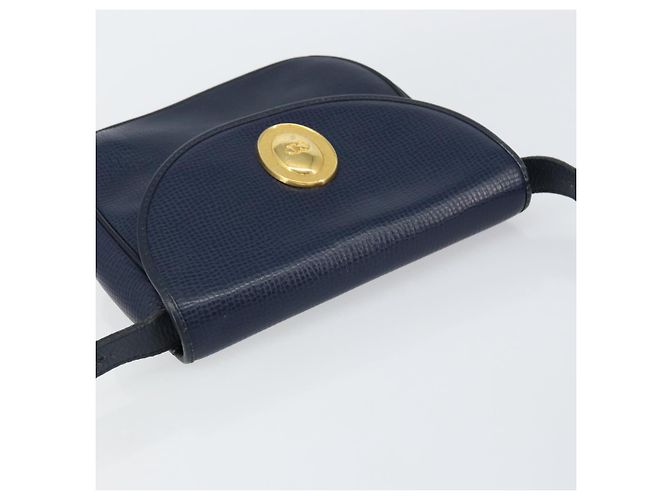 Borsa a Spalla Christian Dior in Pelle Blu Navy Oro Auth 151060 D'oro - vista 6