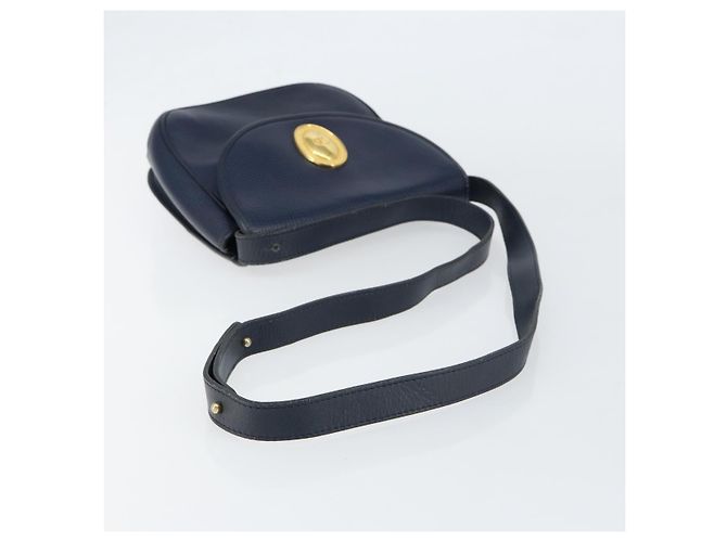 Borsa a Spalla Christian Dior in Pelle Blu Navy Oro Auth 151060 D'oro - vista 7