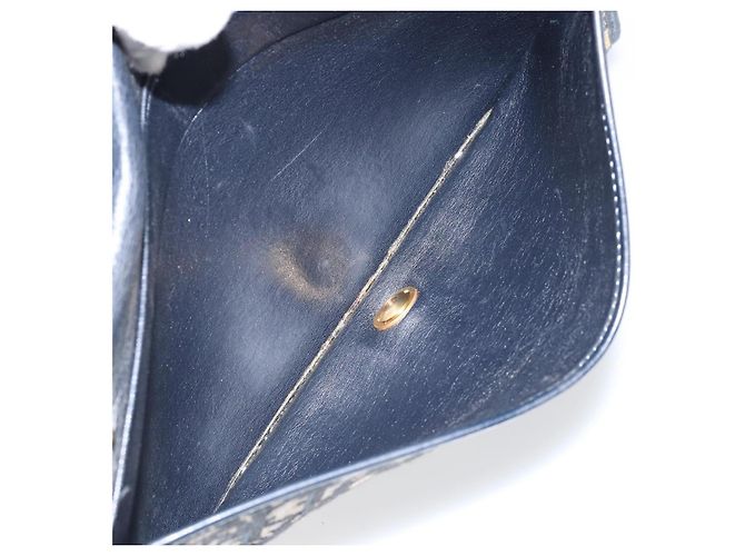 Borsa a Spalla in Tela Trotter Christian Dior Blu Navy Oro Auth 151054 D'oro - vista 11