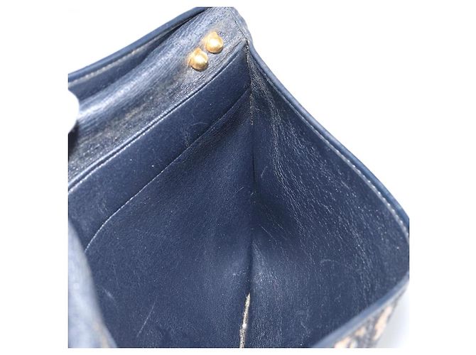 Borsa a Spalla in Tela Trotter Christian Dior Blu Navy Oro Auth 151054 D'oro - vista 17