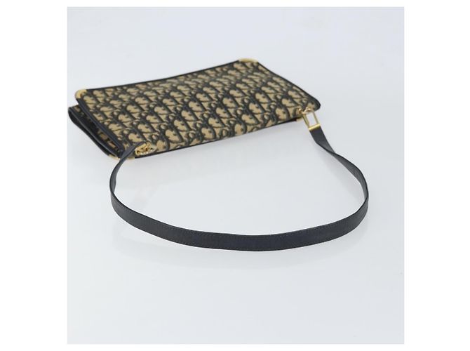 Borsa a Spalla in Tela Trotter Christian Dior Blu Navy Oro Auth 151054 D'oro - vista 7