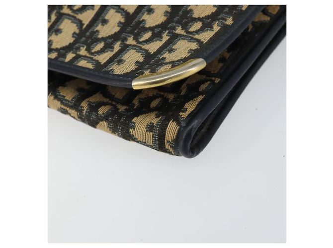 Borsa a Spalla in Tela Trotter Christian Dior Blu Navy Oro Auth 151054 D'oro - vista 9