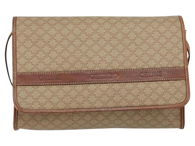 Céline Borsa a Spalla in Tela Macadam CELINE PVC Beige Auth 151980 - vista 13