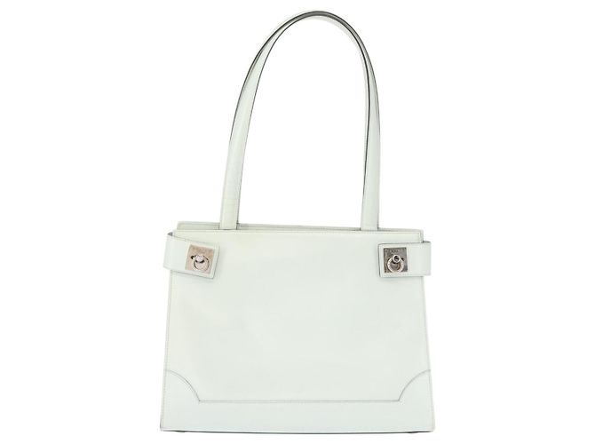 Céline Borsa Tote in pelle argento e bianco Auth 152230 - vista 13