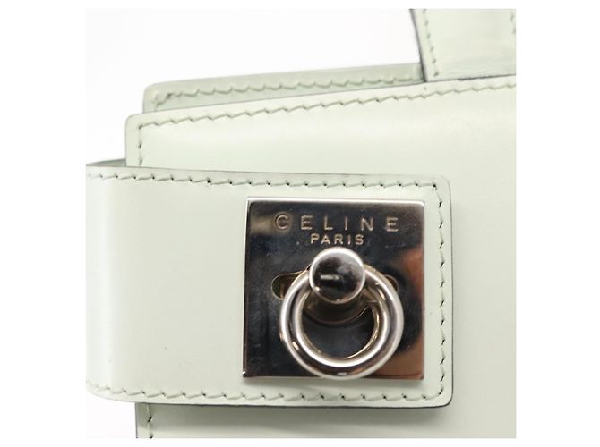 Céline Borsa Tote in pelle argento e bianco Auth 152230 - vista 17