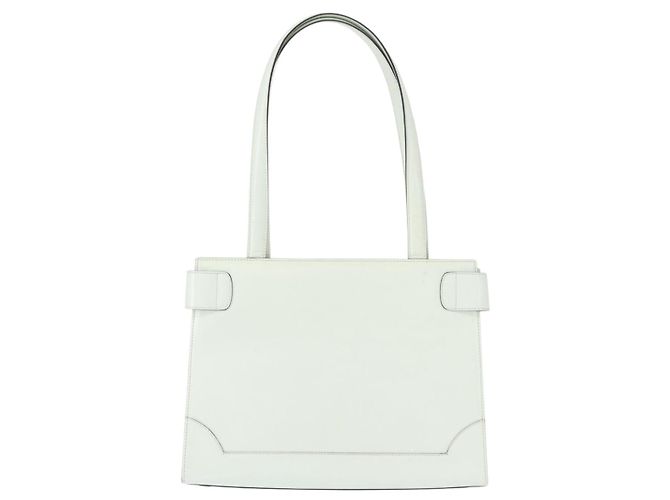 Céline Borsa Tote in pelle argento e bianco Auth 152230 - vista 2