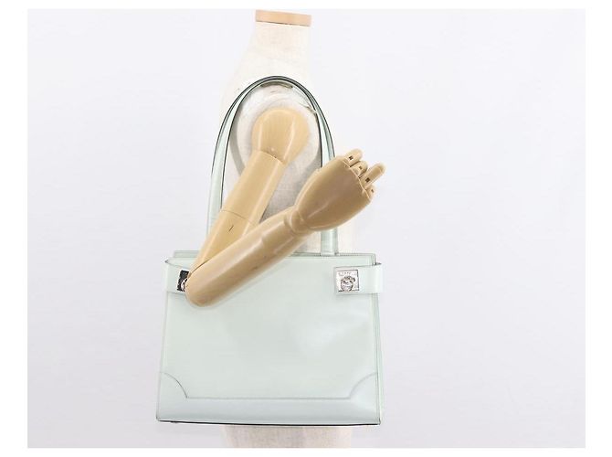 Céline Borsa Tote in pelle argento e bianco Auth 152230 - vista 23
