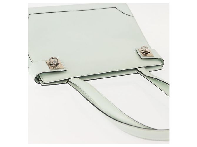Céline Borsa Tote in pelle argento e bianco Auth 152230 - vista 7