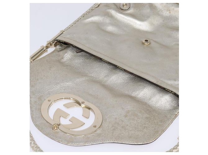 GUCCI Borsa a Spalla Intrecciata in Pelle Champagne Oro 167732 Auth BA6203 - vista 10