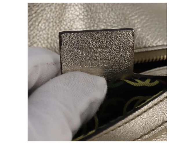 GUCCI Borsa a Spalla Intrecciata in Pelle Champagne Oro 167732 Auth BA6203 - vista 12
