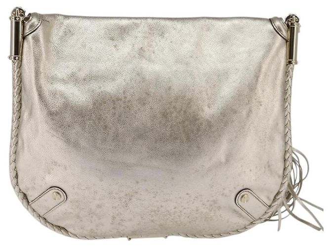 GUCCI Borsa a Spalla Intrecciata in Pelle Champagne Oro 167732 Auth BA6203 - vista 2