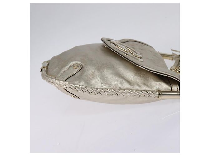 GUCCI Borsa a Spalla Intrecciata in Pelle Champagne Oro 167732 Auth BA6203 - vista 4
