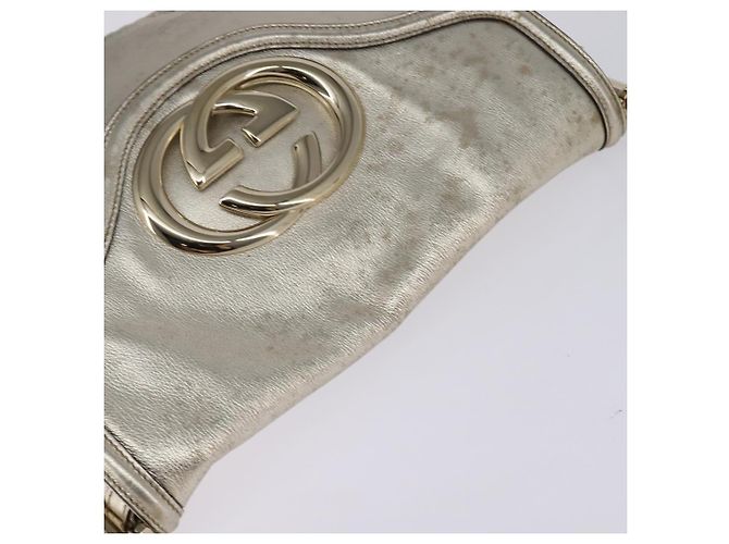 GUCCI Borsa a Spalla Intrecciata in Pelle Champagne Oro 167732 Auth BA6203 - vista 6