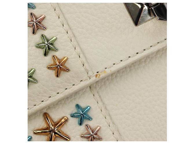 Borsa a mano in pelle Jimmy Choo Studs 2 in 1 Bianco Argento Auth 149491M - vista 10