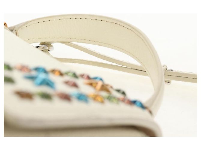Borsa a mano in pelle Jimmy Choo Studs 2 in 1 Bianco Argento Auth 149491M - vista 14