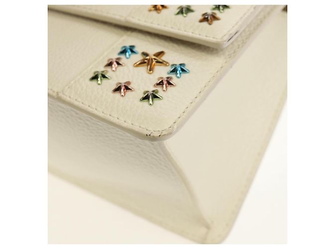 Borsa a mano in pelle Jimmy Choo Studs 2 in 1 Bianco Argento Auth 149491M - vista 16