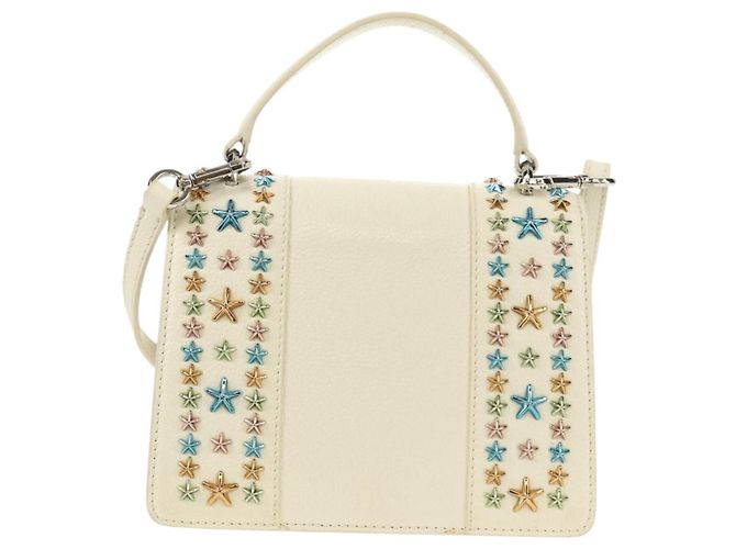 Borsa a mano in pelle Jimmy Choo Studs 2 in 1 Bianco Argento Auth 149491M - vista 2
