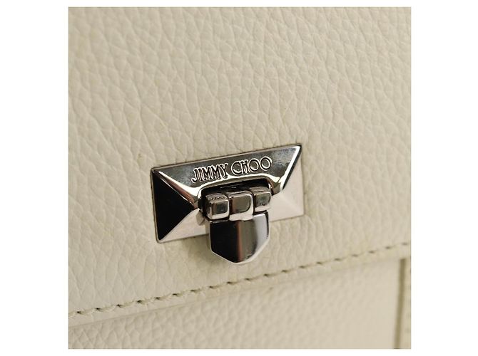 Borsa a mano in pelle Jimmy Choo Studs 2 in 1 Bianco Argento Auth 149491M - vista 20