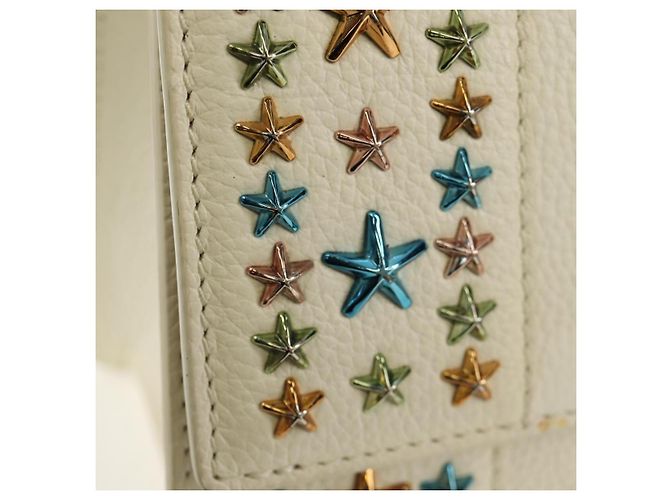 Borsa a mano in pelle Jimmy Choo Studs 2 in 1 Bianco Argento Auth 149491M - vista 21