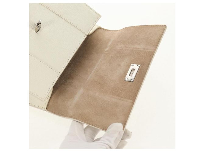 Borsa a mano in pelle Jimmy Choo Studs 2 in 1 Bianco Argento Auth 149491M - vista 22