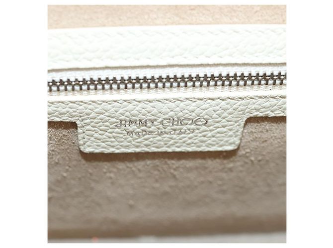 Borsa a mano in pelle Jimmy Choo Studs 2 in 1 Bianco Argento Auth 149491M - vista 24