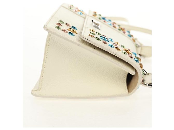 Borsa a mano in pelle Jimmy Choo Studs 2 in 1 Bianco Argento Auth 149491M - vista 4
