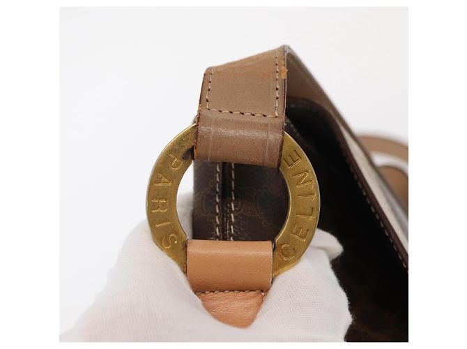 Céline Borsa a spalla circolare in tela Macadam CELINE in pelle PVC marrone oro Auth 153927 D'oro - vista 15