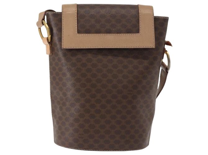 Céline Borsa a spalla circolare in tela Macadam CELINE in pelle PVC marrone oro Auth 153927 D'oro - vista 2