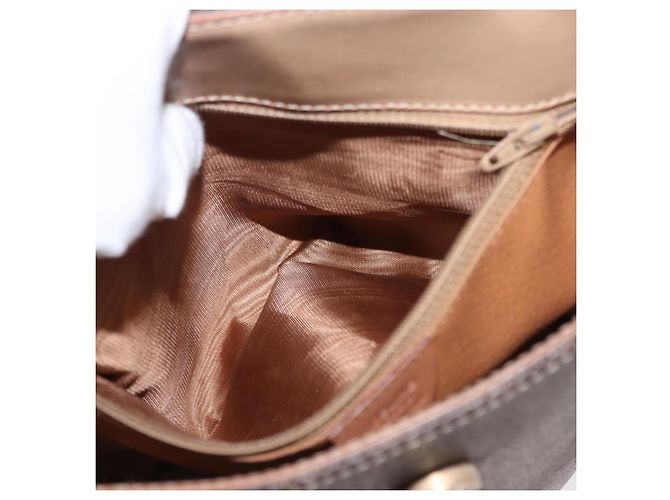 Céline Borsa a spalla circolare in tela Macadam CELINE in pelle PVC marrone oro Auth 153927 D'oro - vista 21