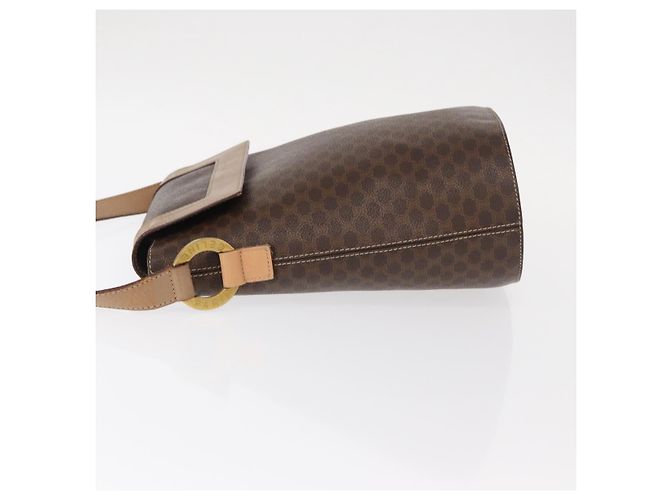 Céline Borsa a spalla circolare in tela Macadam CELINE in pelle PVC marrone oro Auth 153927 D'oro - vista 6