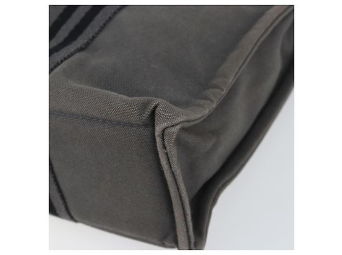 Hermès HERMES Fourre ToutPM Bolsa de Mano de Lona Gris Plata Auth 154596 Castaño - vista 10