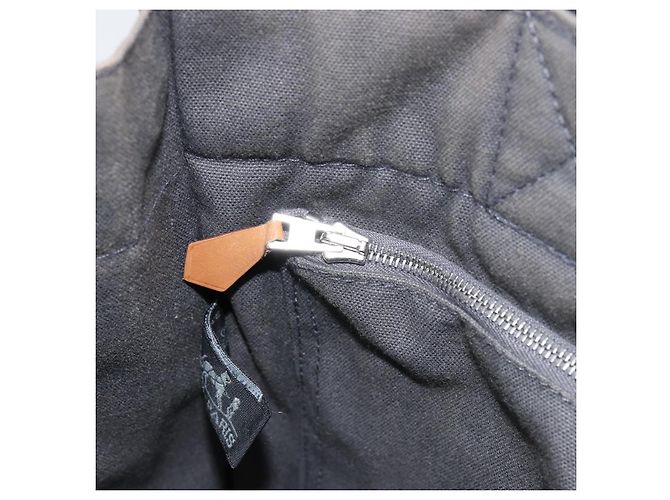 Hermès HERMES Fourre ToutPM Bolsa de Mano de Lona Gris Plata Auth 154596 Castaño - vista 18