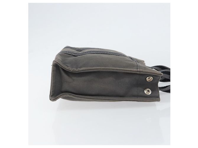 Hermès HERMES Fourre ToutPM Bolsa de Mano de Lona Gris Plata Auth 154596 Castaño - vista 4