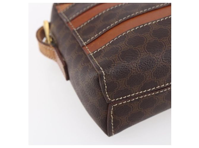 Céline CELINE Macadam Canvas Schultertasche aus PVC-Leder in Braun und Gold Auth ar13775 Golden - Ansicht 11