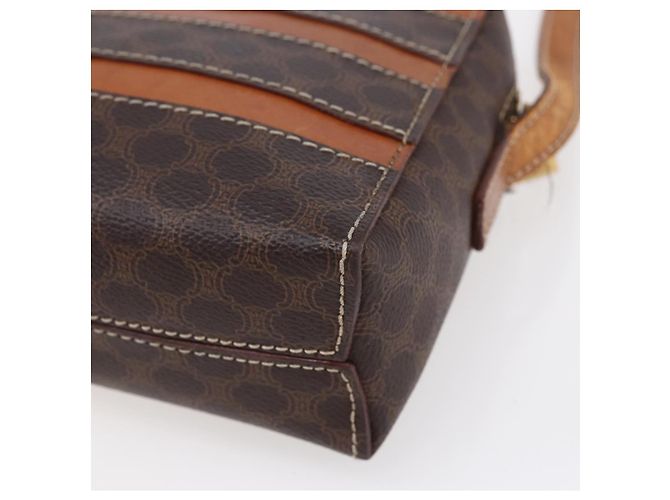 Céline CELINE Macadam Canvas Schultertasche aus PVC-Leder in Braun und Gold Auth ar13775 Golden - Ansicht 12