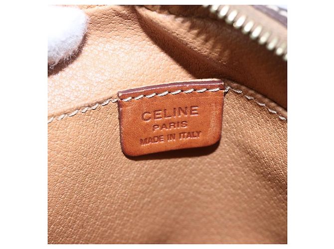 Céline CELINE Macadam Canvas Schultertasche aus PVC-Leder in Braun und Gold Auth ar13775 Golden - Ansicht 15