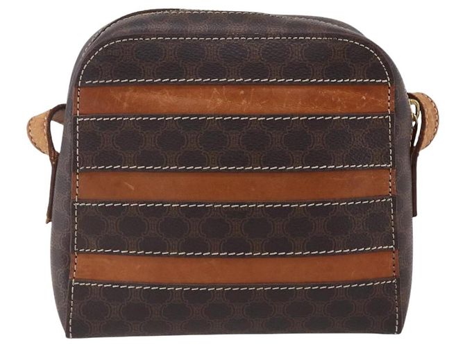 Céline CELINE Macadam Canvas Schultertasche aus PVC-Leder in Braun und Gold Auth ar13775 Golden - Ansicht 3