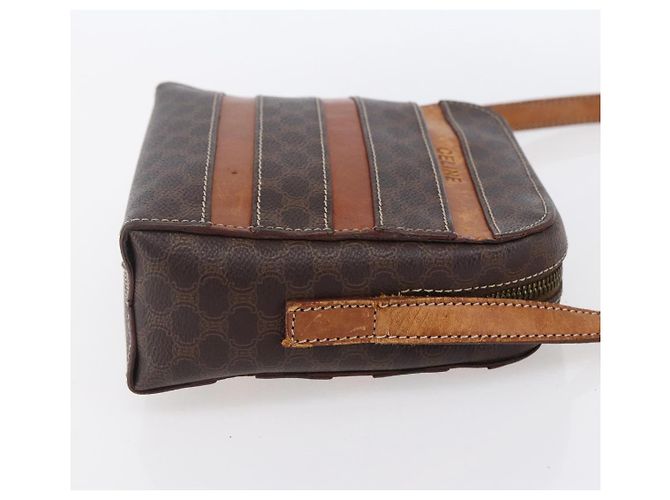 Céline CELINE Macadam Canvas Schultertasche aus PVC-Leder in Braun und Gold Auth ar13775 Golden - Ansicht 5