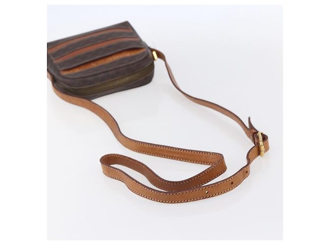 Céline CELINE Macadam Canvas Schultertasche aus PVC-Leder in Braun und Gold Auth ar13775 Golden - Ansicht 7